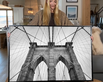 Brooklyn Bridge Canvas Print: Black and White New York City Wall Art