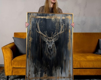 Majestic Deer Canvas Print: Forest Animal Portrait, Nature Wall Art