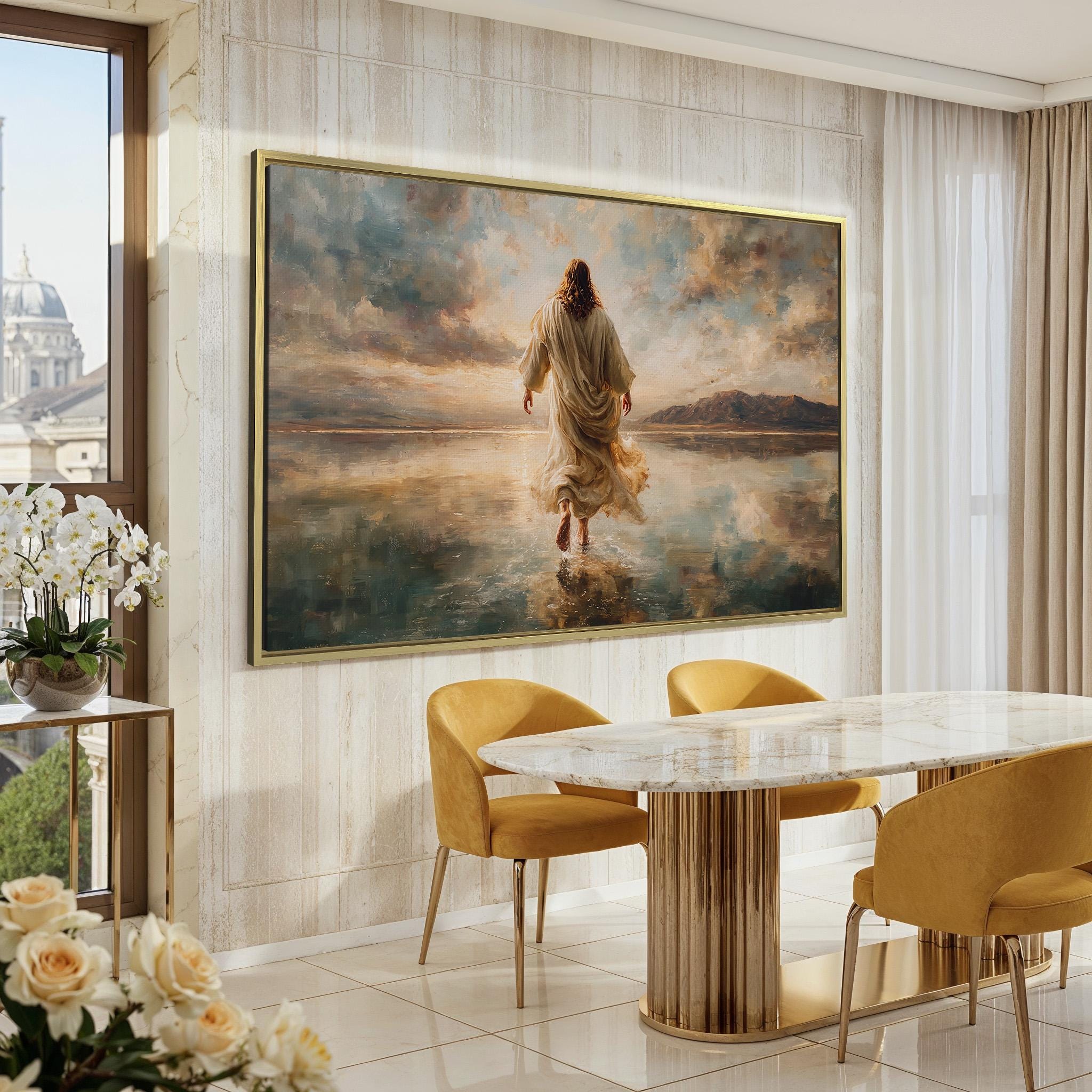 Jesus Walking on Water Canvas | Christian Sunset Miracle Art - Etsy