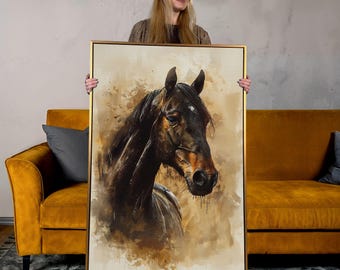 Horse Portrait Canvas Print: Warm Toned Equestrian Wall Art