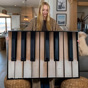 Vintage Klaviertasten Leinwanddruck: Musikalische Schwarzweiß-Kunst