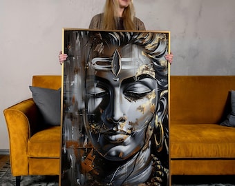 Shiva Canvas Print: Abstract Hindu God Vertical Wall Art