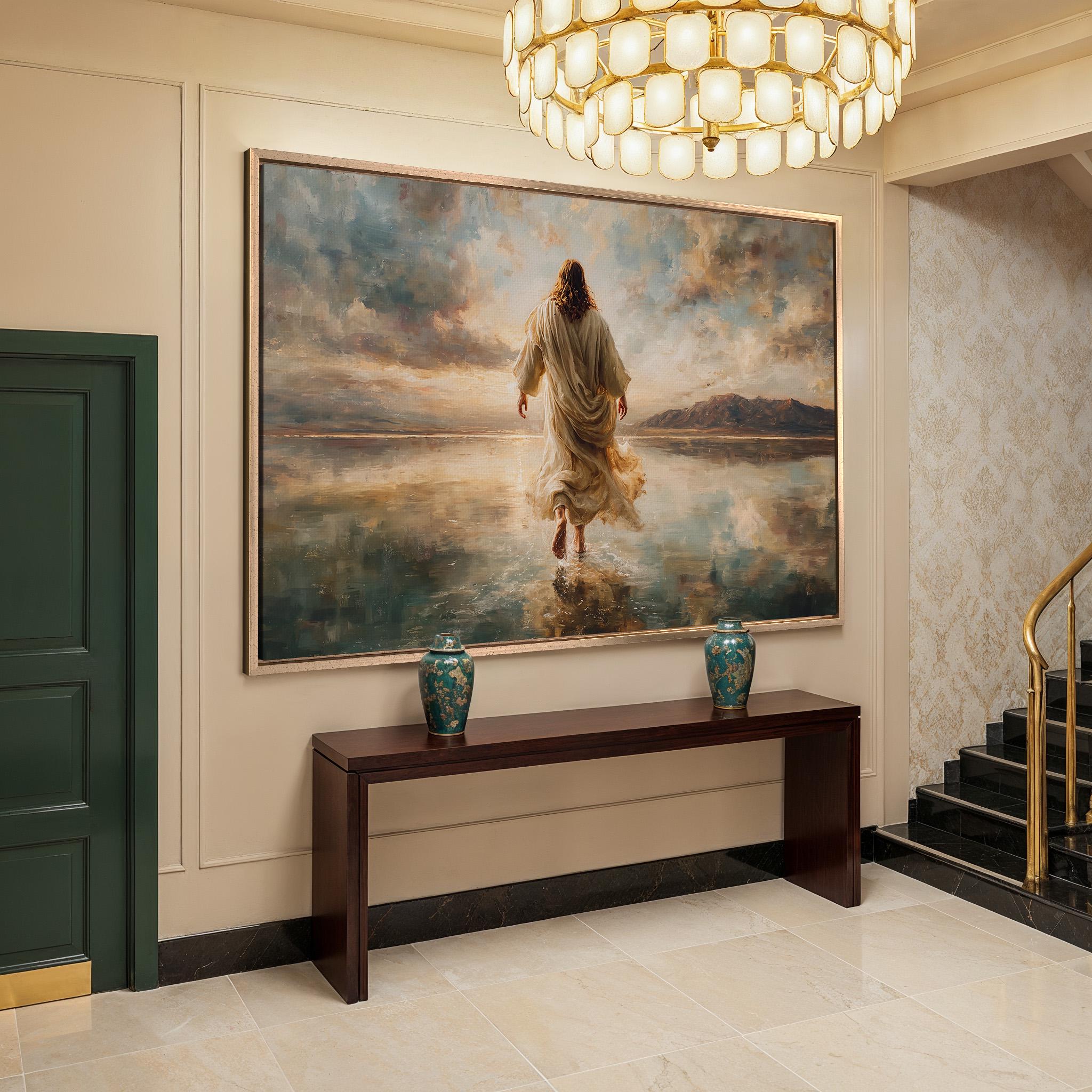 Jesus Walking on Water Canvas | Christian Sunset Miracle Art - Etsy
