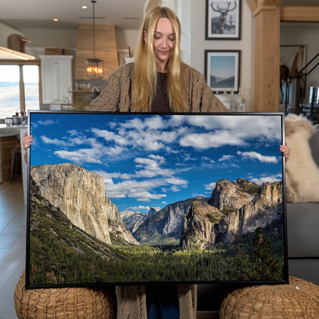 Yosemite Valley Canvas Print: Rocky Cliffs, Wilderness Wall Decor - 30"x20", Gallery Wrap 1 Panel