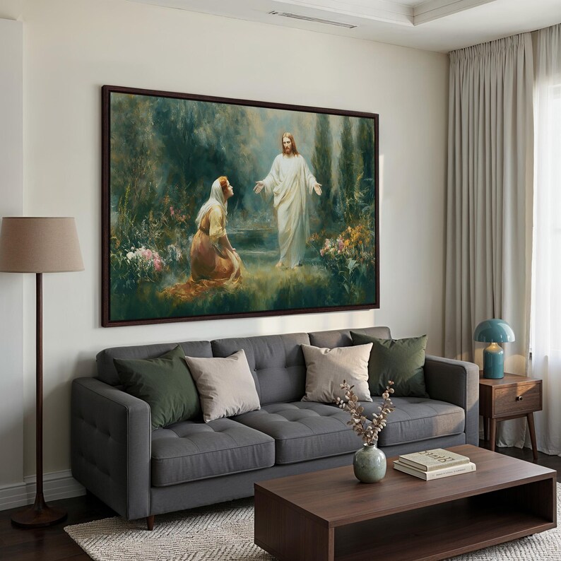 Jesus and Mary Magdalene Canvas Print | Resurrection Garden Art - Etsy