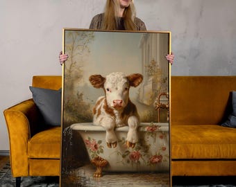 Stampa artistica da parete con immagine di una mucca delle Highland che