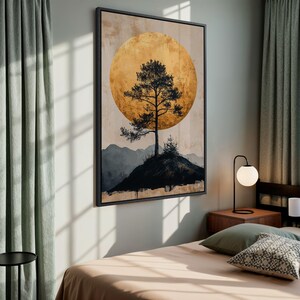 Lone Tree Golden Moon Canvas Print: Serene Landscape Wall Art image 19
