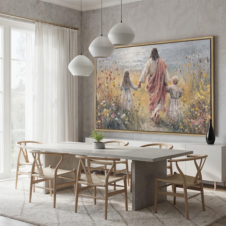 Jesus Walking With Children Canvas Print | Christian Family Art ...