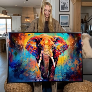 Abstract Elephant Canvas Print: Colorful Animal Portrait Wall Art