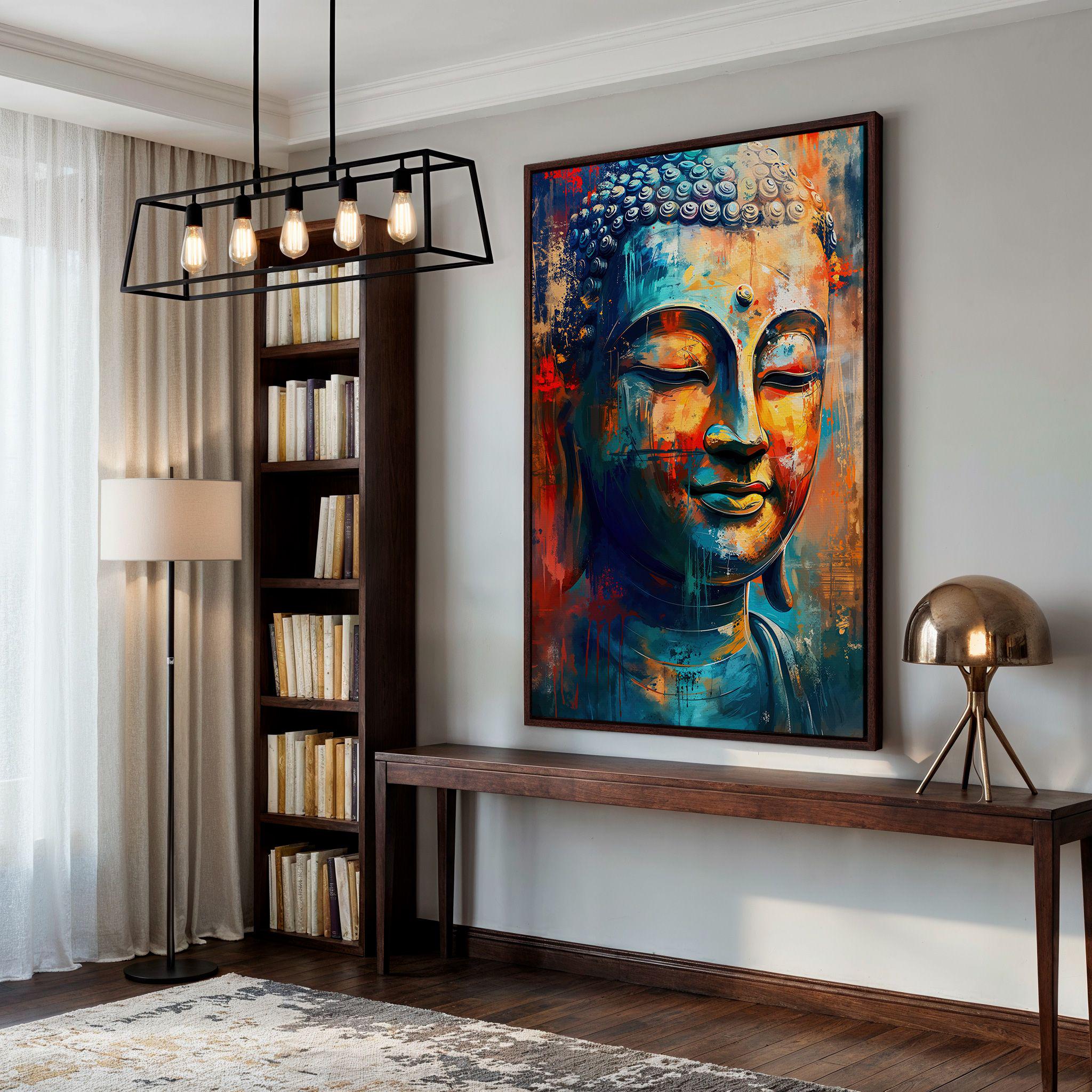 Modern Buddha Painting Print Large Meditation Canvas Wall Spiritual ...