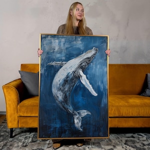 Humpback Whale Canvas Print: Blue Underwater Sea Life Wall Art