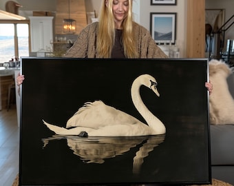 Swan Canvas Art Print: Elegant Waterfowl Reflection Wall Decor