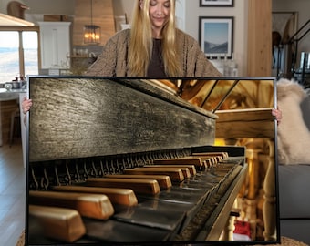 Antique Piano Keys Canvas Art Print: Musical Heritage Wall Decor
