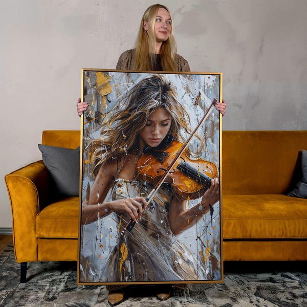 Girl Violinist Canvas Art: Expressive Musical Wall Decor