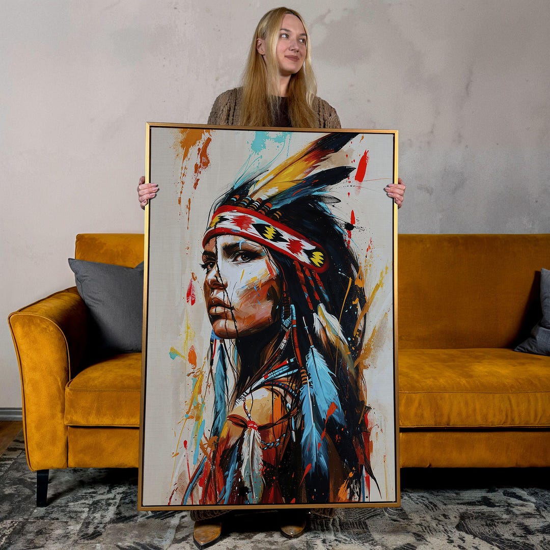 Native American Woman Portrait: Ethnic Canvas Wall Art - Etsy