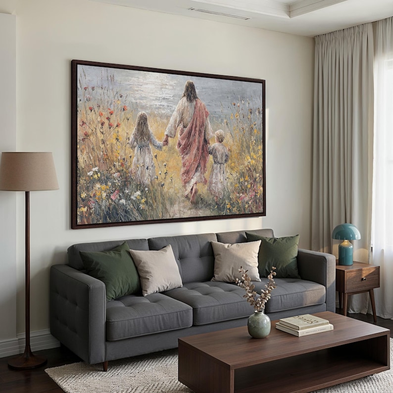 Jesus Walking With Children Canvas Print | Christian Family Art ...