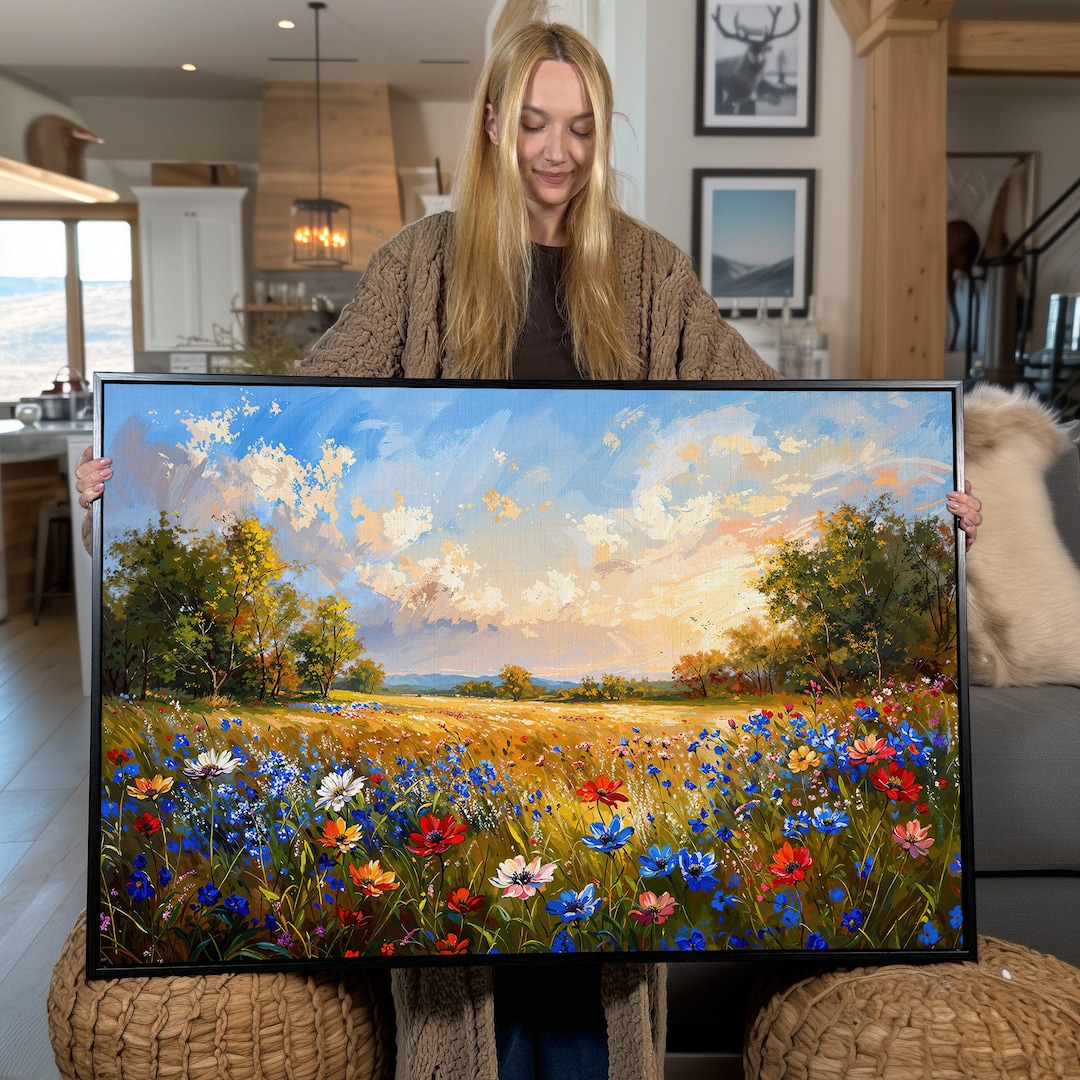 Wildflower Meadow Canvas Print: Floral Landscape Wall Art - Etsy