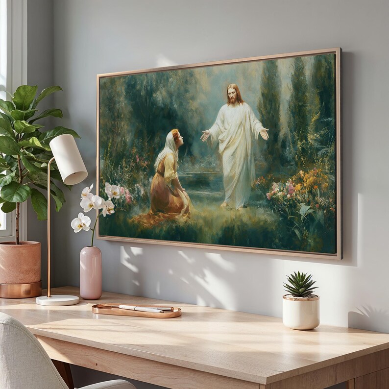 Jesus And Mary Magdalene Canvas Print Resurrection Garden Art Etsy