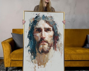 Abstract Jesus Canvas Print | Modern Christian Wall Art, Framed