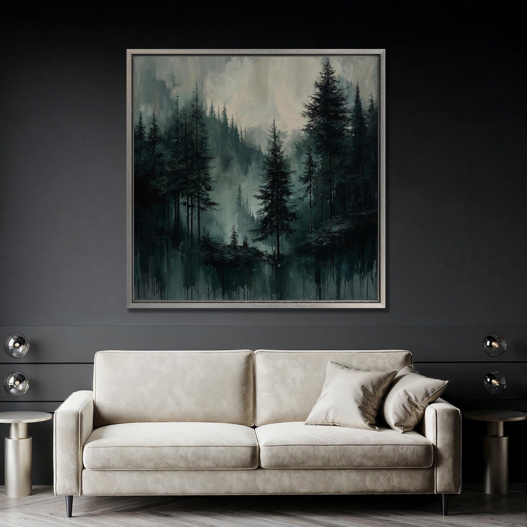 Misty Pine Forest Canvas Art: Serene Nature Wall Decor - Etsy