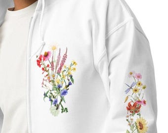 Pastel Botanicals Hooded Sweatshirt Boho Cottagecore Floral