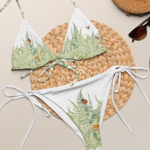Fern Bikini, Bugs and Snails Swimsuit, ForestCore Bikini, Nature Print Swimwear, Botanical Print Swim, Fern Pattern Bathing Suit, Woodland