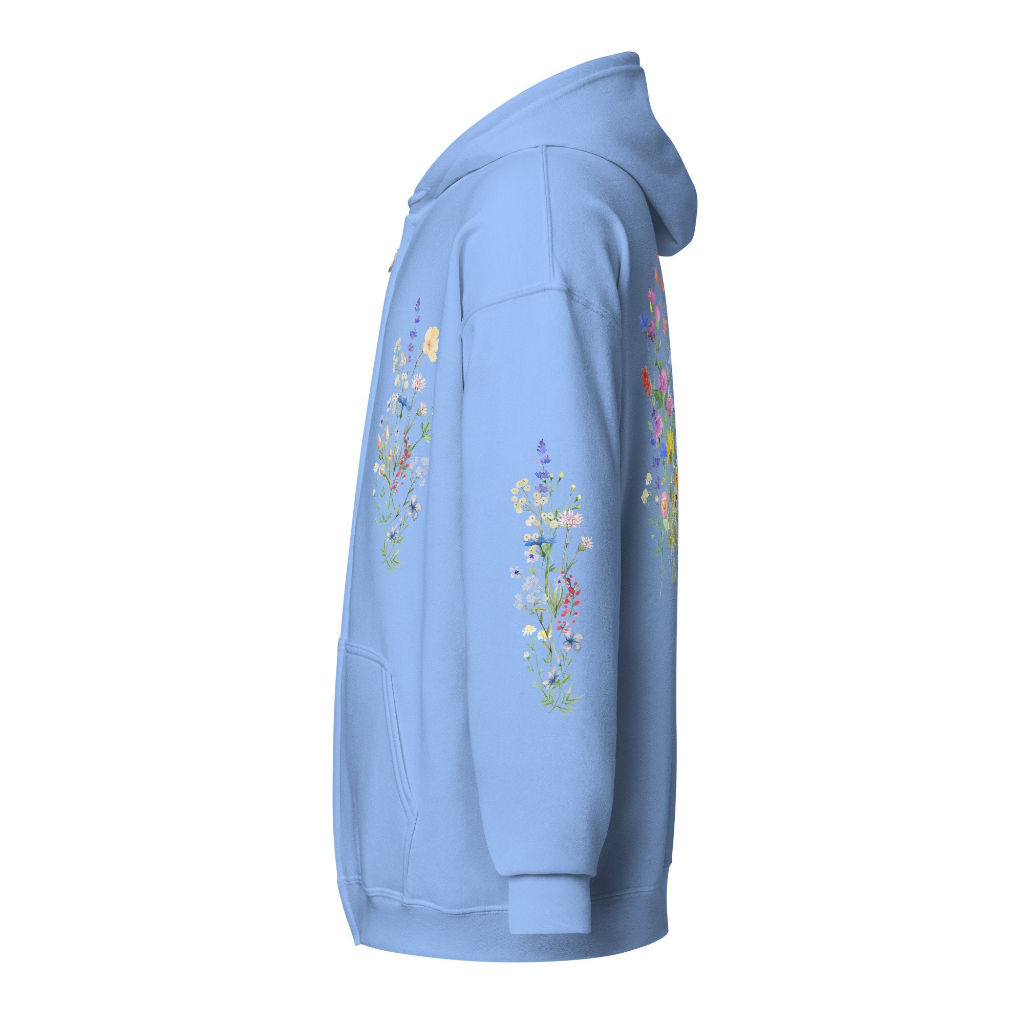 Wildflower Fleece Zip Hoodie: Pastel Botanical Cottagecore