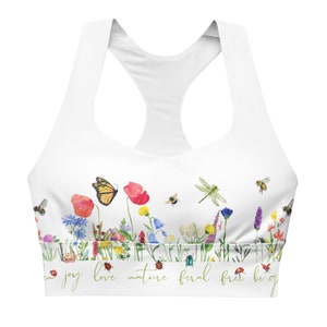 Floral Print Sports Bra: Wildflower Garden Fitness Top