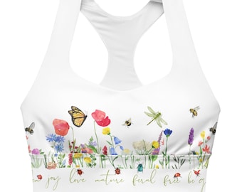 Floral Print Sports Bra: Wildflower Garden Fitness Top