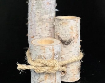 Set di portaoggetti in betulla Trio
