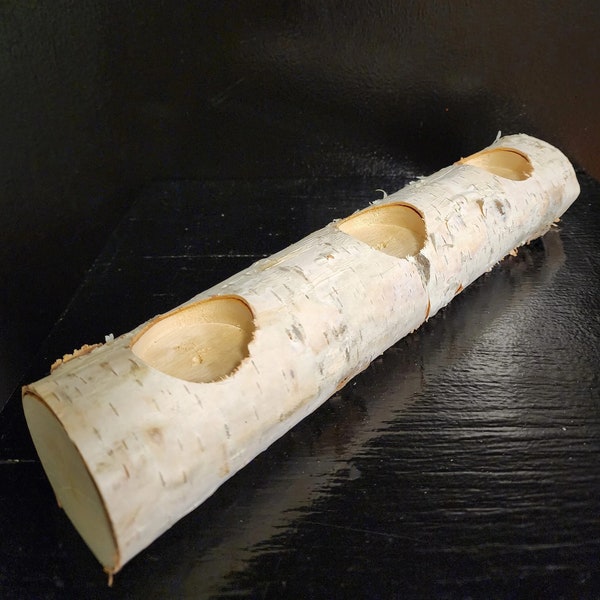 12" White Birch Yule Log Holders -- Drilled For Tealights