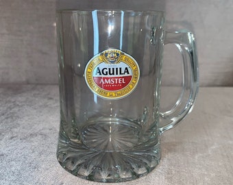 1970s Aguila Amstel 0.5L Belgian beer glass mug