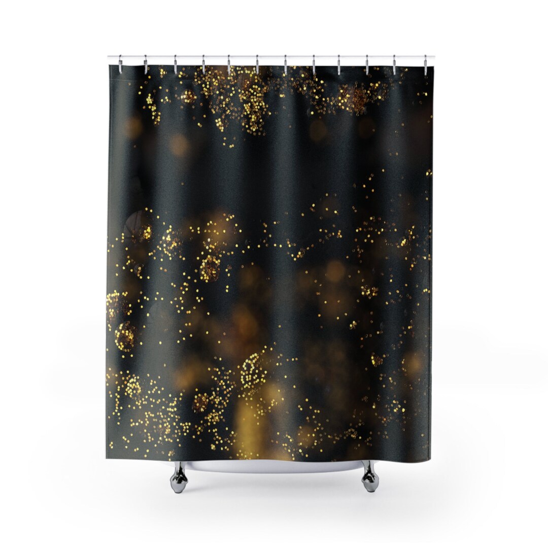 Shower Curtains Black and Gold Etsy