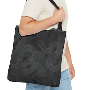Schlangen Tragetasche Goth Reptil Schlange Tattoo Kunst Schwarze Camo Strand Pool Mitte des Jahrhunderts Modern Inspiriert Wochenend-Reisetasche Jeden Tag Carryall