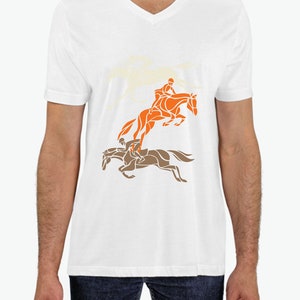 Horses V-Neck Tee Equestrian Horse Lovers Gift Equine Horse Rider Dressage Equus Shirt Equestrian Show Jumping Barn Horse Riding Fashion