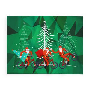 Cycling Santas Fleece Blanket Christmas Home Decor Holiday Decorations Home Bedroom Living Room Den Study Dorm Media Room Kids Room Blanket