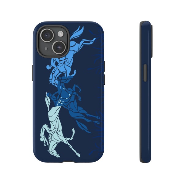 Horse Phone Case, Equestrian Horse Lover Gift, Equine Horse Rider Dressage Equus Blue Phone Cover
