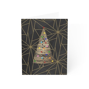 Cartes de voeux sapin de Noël doré Lettres fixes Cartes de remerciement Cartes de vœux design Kitsch vintage moderne du milieu du siècle Pop Art