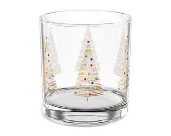 Golden Christmas Tree 10oz Rocks Cocktail Glass Christmas Party Mid Century Modern Kitsch Cocktail Tiki Bar Holiday Dinner Party
