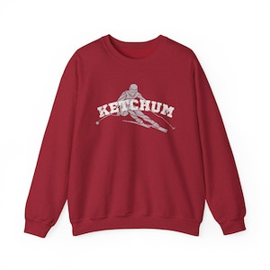 Sudadera de esquí Ketchum, ropa de esquí de nieve de Idaho, regalo para amantes del esquí alpino, camiseta Gnar de après ski, traje de esquí de capas retro vintage para invierno