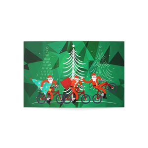 Cartões de felicitações de Natal de Papai Noel de bicicleta, carta estacionária, cartões de agradecimento, nota, moderno, vintage, kitsch, pop art, design