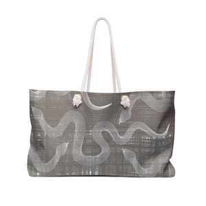 Snakes Goth Tote Bag Reptile Serpent Gray Brown Cubist Pop Art MCM Mid Century Modern Pool Beach Weekend Travel Bag Everyday Kitsch Carryall