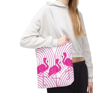 Flamingo Pink Tragetasche Pop Art MCM Design Mid Century Modern Pool Strand Meer Tasche Wochenende Reise Alltag Swanky Kitsch Reisetasche
