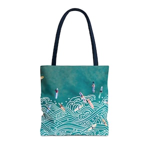 Surfer auf Meereswellen Einkaufstasche, Surfer auf Meereswellen Einkaufstasche, Surfer-Liebhaber-Sommer-Strandparty-Segeltuchtasche, Insel-Strand- Lache-Kreuzfahrt-Resort, die Sea Life Bag segeln