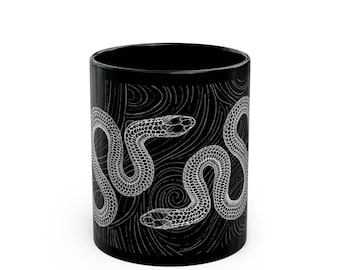 Snakes 11oz Mug Reptile Serpent Black Goth Tattoo Snake Pop Art Inspired Kitsch Coffee Tea Cocoa Hot Chocolate Drinkware Ceramic Mug