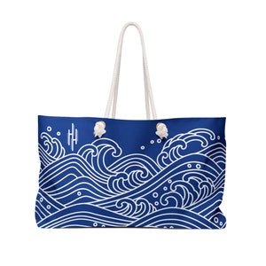 Catch Blue Waves Weekender Bag, Beach Tote Bag, Travel Vacation Island Hopping Bag, Ocean Beach Surf Lovers Bag, Workout Gym Sports Bag