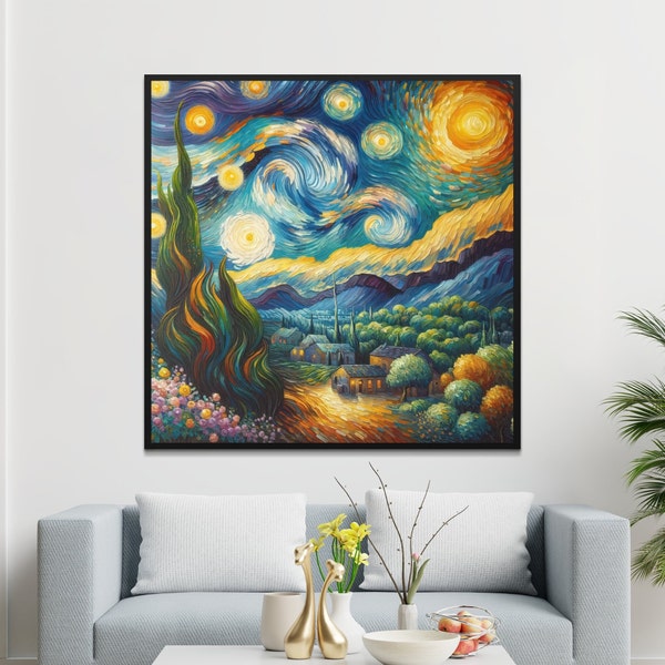 Vincent Van Gogh The Starry Night, Country life, Home Decor, Printable Wall Art, Digital Art Print, AI Art, Digital Download