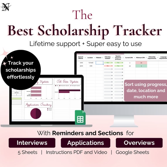 Scholarship Tracker: All-in-One College Application Spreadsheet (Google Sheets)
