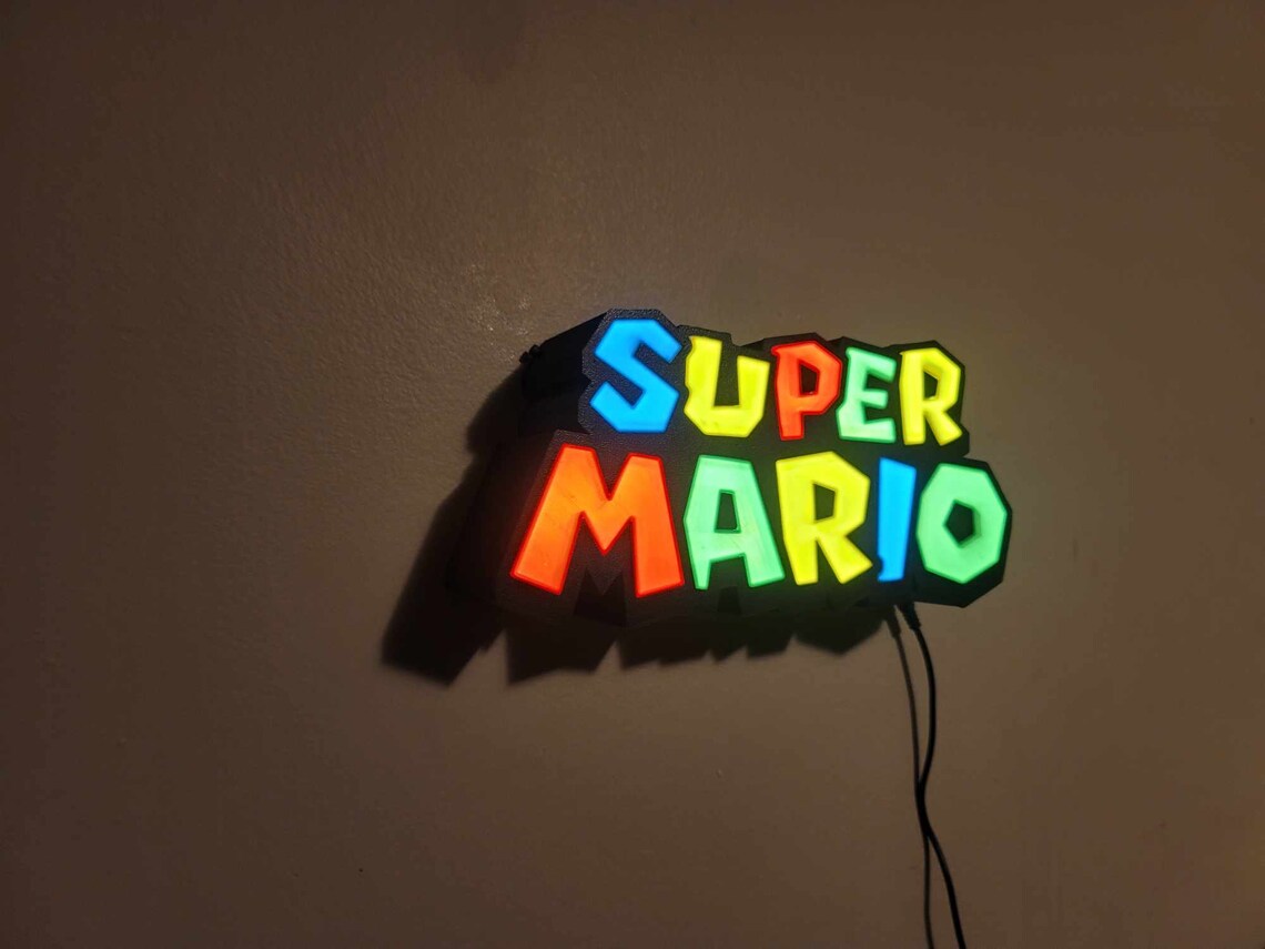 Super Mario LED Night Light/ Light Box Sign 3d Printed Unique Gaming