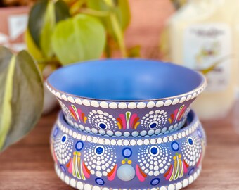 2 in 1 Electric wax melter oil burner container candle warmer hand painted mandala dot art